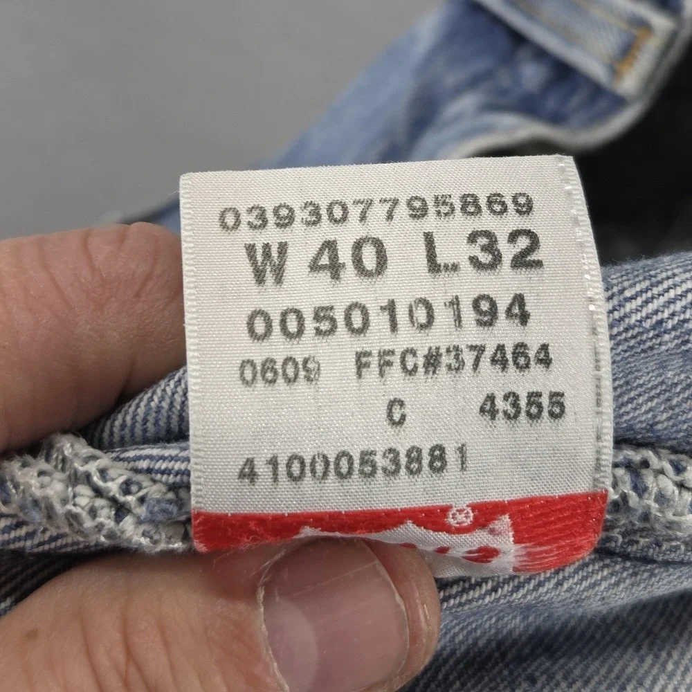 Levis‎ 501 Jeans Mens Blue Straight Button Fly Distressed Denim Fits 38x30